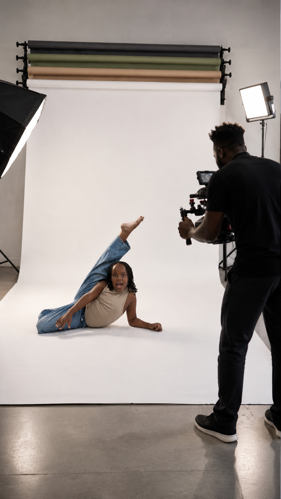 A Dance Space learner being filmed during a professional studio session