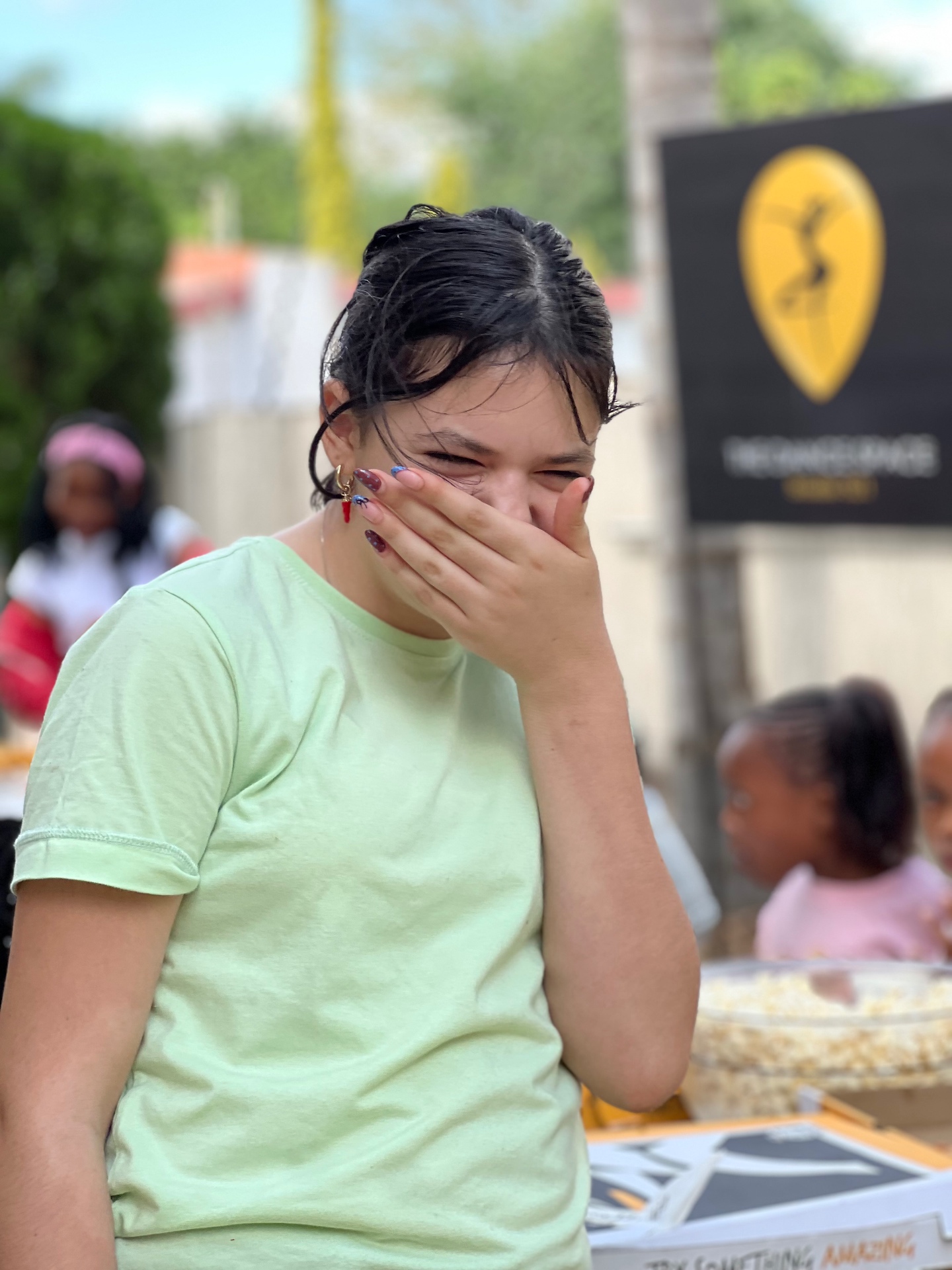 A student laughing at a Dance Space social event